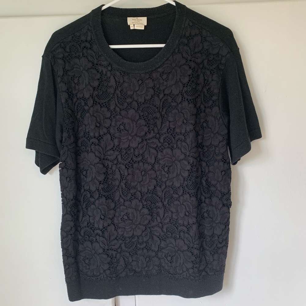 kate spade lace front sweater